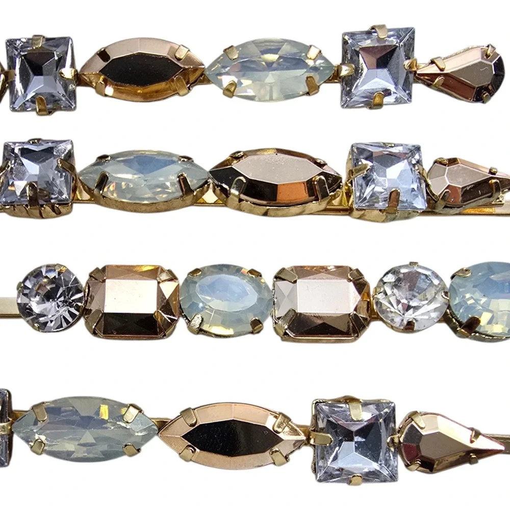 Express Hair Clip Set Women OS Gold Crystal Rhinestone Bobby Pins Glam 6pc
